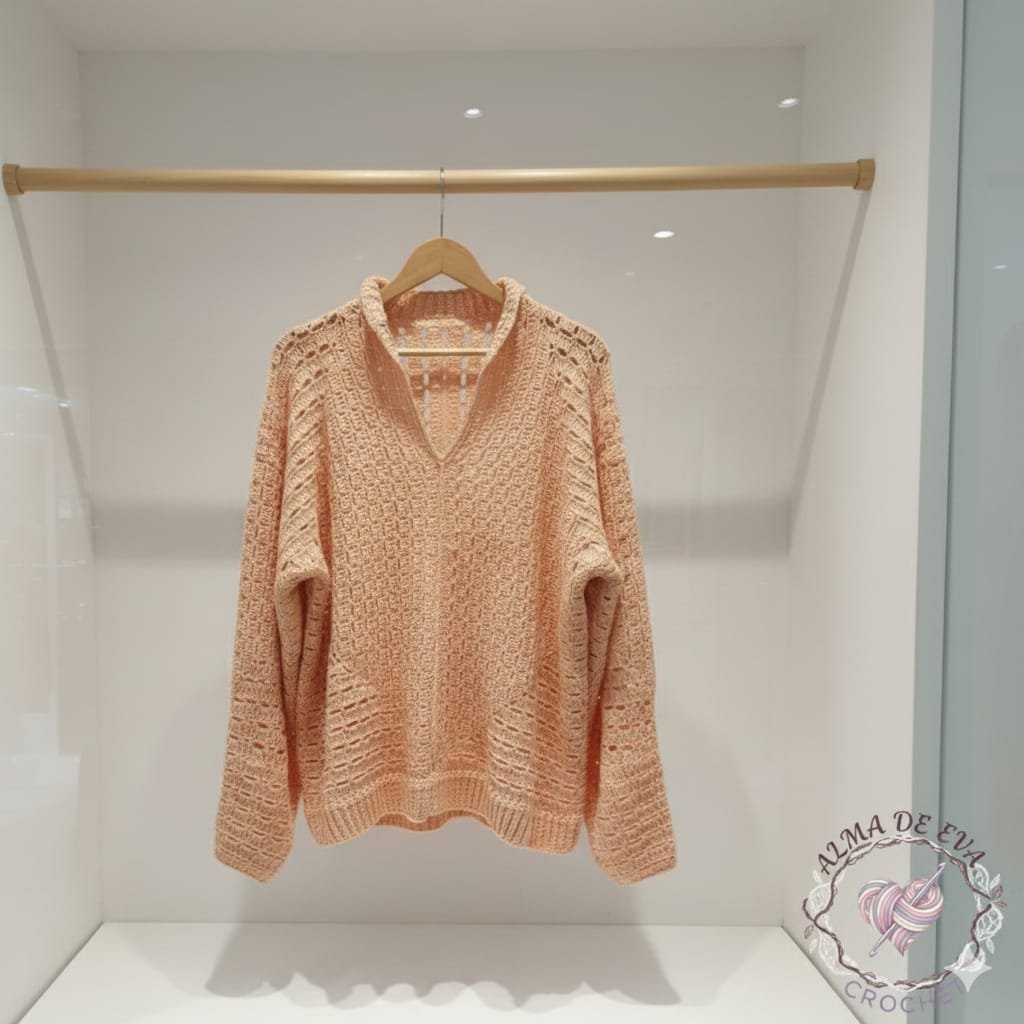 Suéter coral tejido a mano 100% algodón