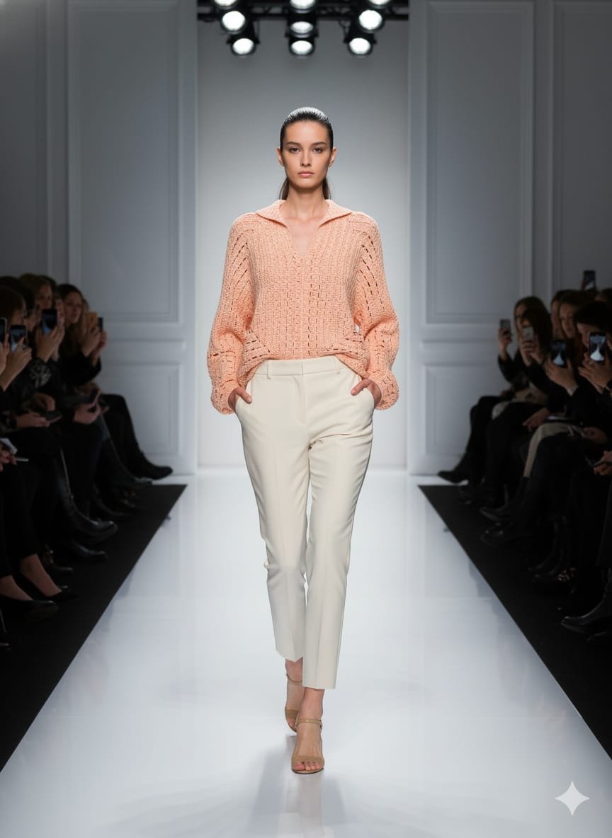 Suéter coral tejido a mano 100% algodón Suéter coral tejido a mano 100% algodón