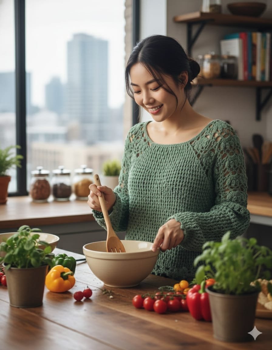 Hecho a mano con mezcla de algodón y acrílico. Ligero, fresco y con un toque artesanal único. Comodidad, estilo y artesanía en una sola prenda