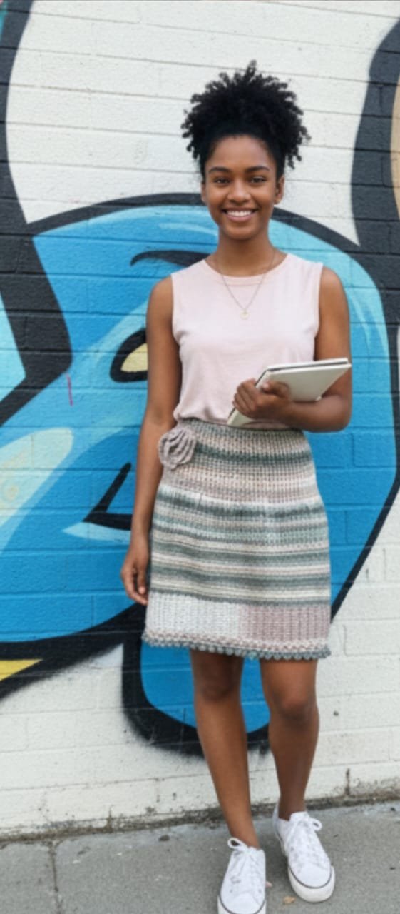 Falda midi matizada artesanal – lana acrílica suave Falda midi matizada artesanal – lana acrílica suave